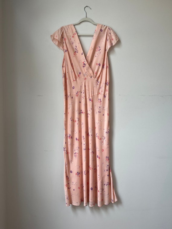 Vintage 1930s pink floral rayon nightgown, Vtg 30… - image 2
