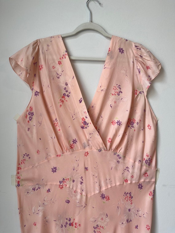 Vintage 1930s pink floral rayon nightgown, Vtg 30… - image 5