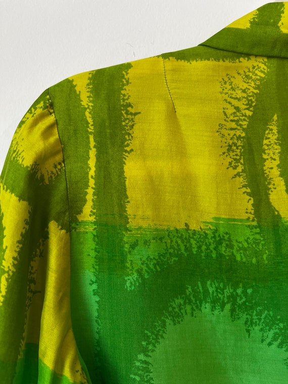 Vtg 60s VERA Neumann Pure Silk Green Abstract Blo… - image 5