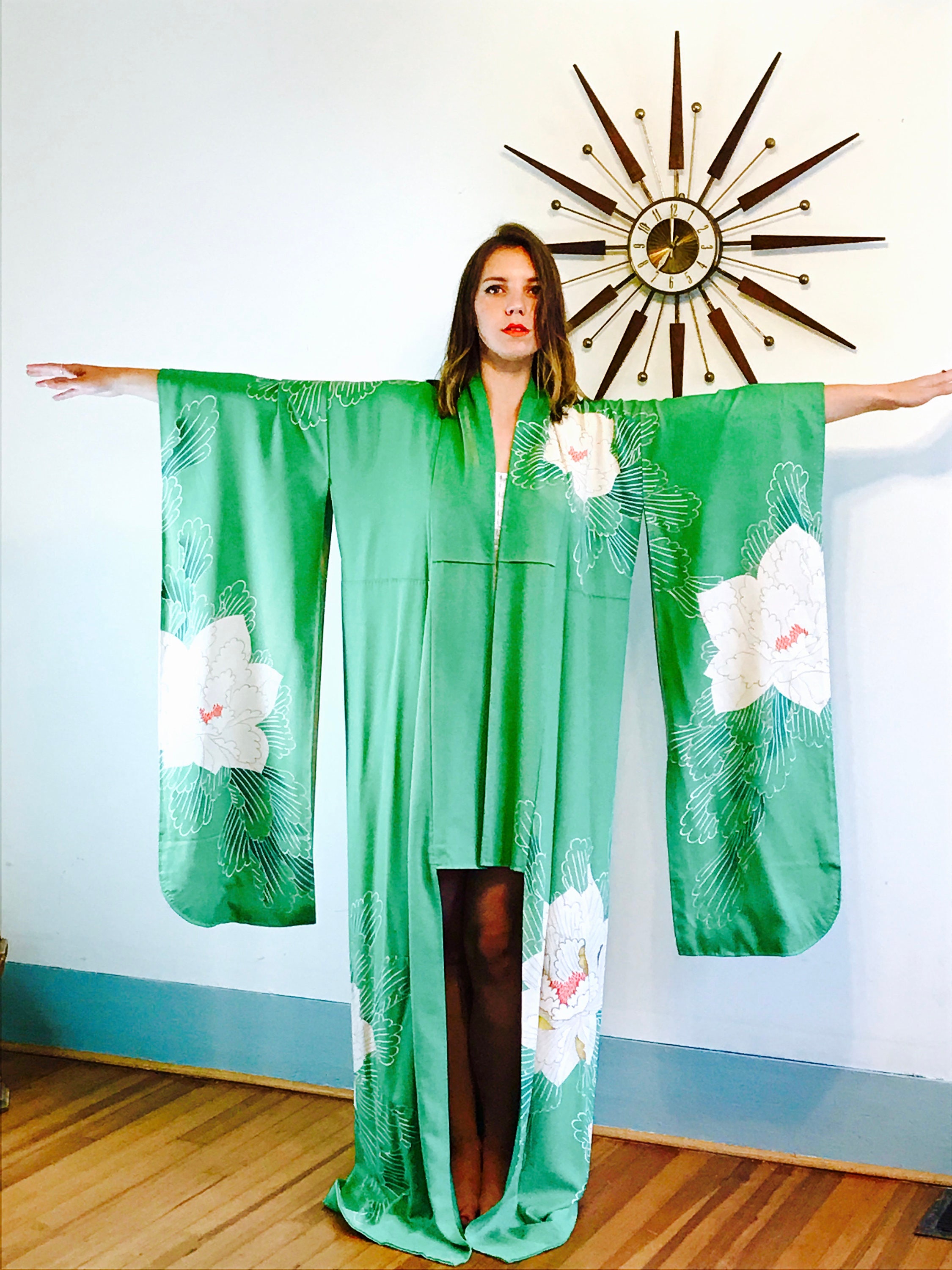 Download vintage 50s kimono, silk kimono, long sleeve kimono ...