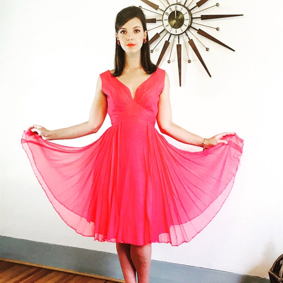 pink chiffon cocktail dress