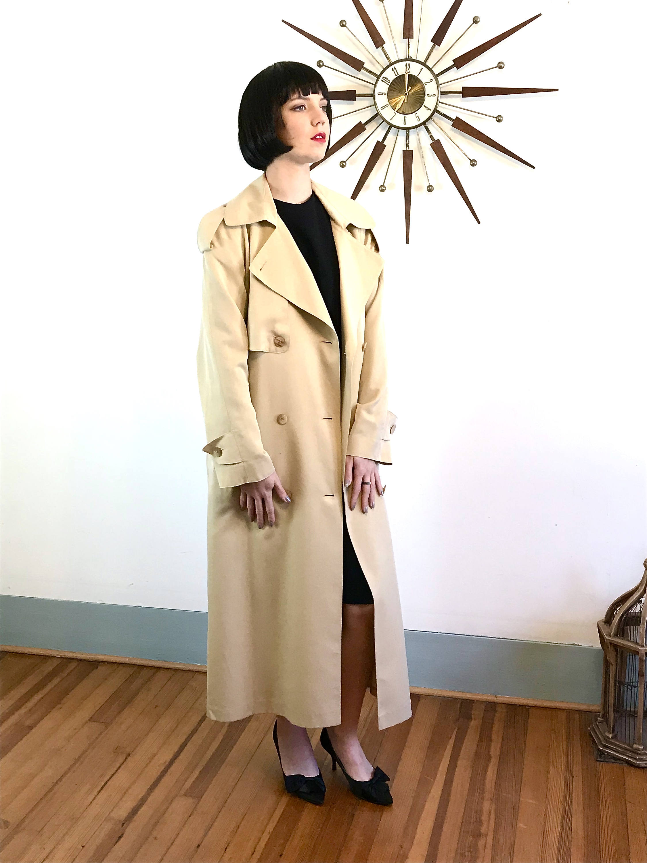 Neiman Marcus trench coat, Womens Trench coat, Soft Rayon, Khaki trench