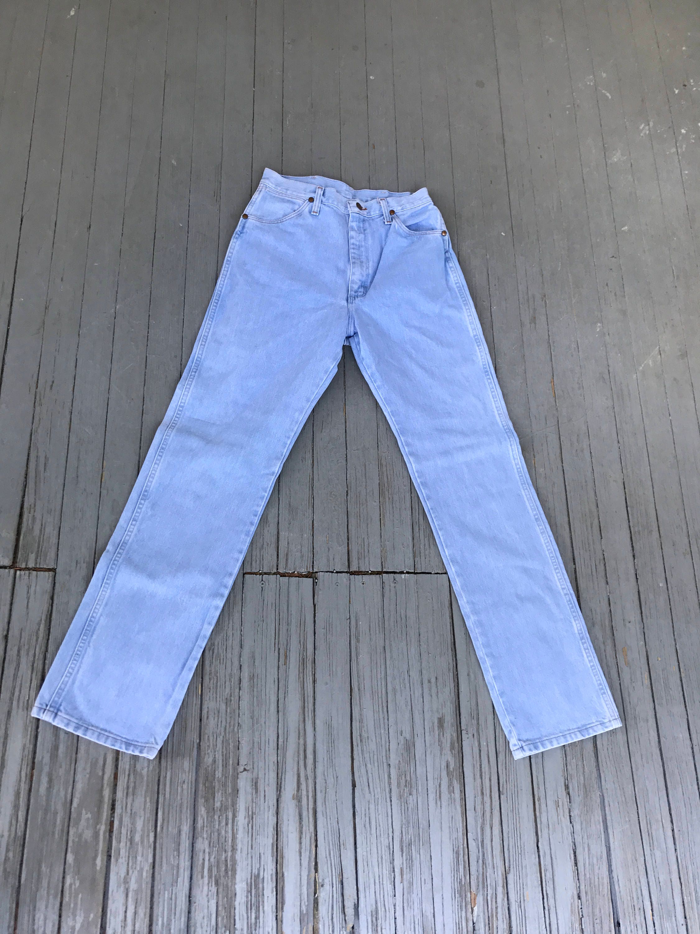 Vintage 70s Wrangler Jeans Faded Blue Jeans Straight Leg Mom Jeans High  Rise Distressed 1970s Stone Wash Women's Pants Made in USA 28 x 34