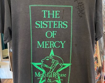 THE SISTERS OF MERCY 80s ヴィンテージバンドTシャツ Vintage 1983 Sisters of Mercy Tee: Black and Green Signed