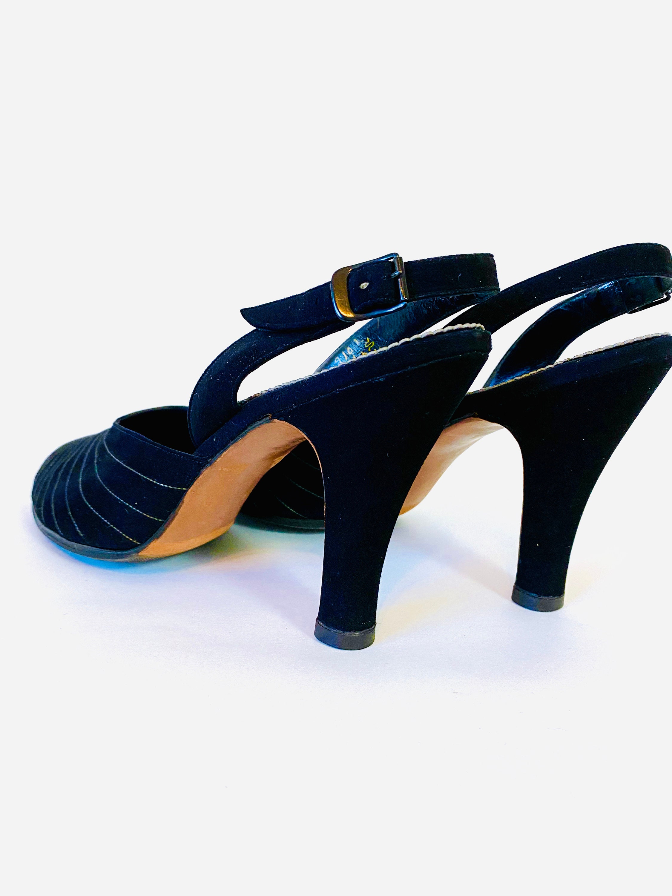 womens black peep toe slingback heels