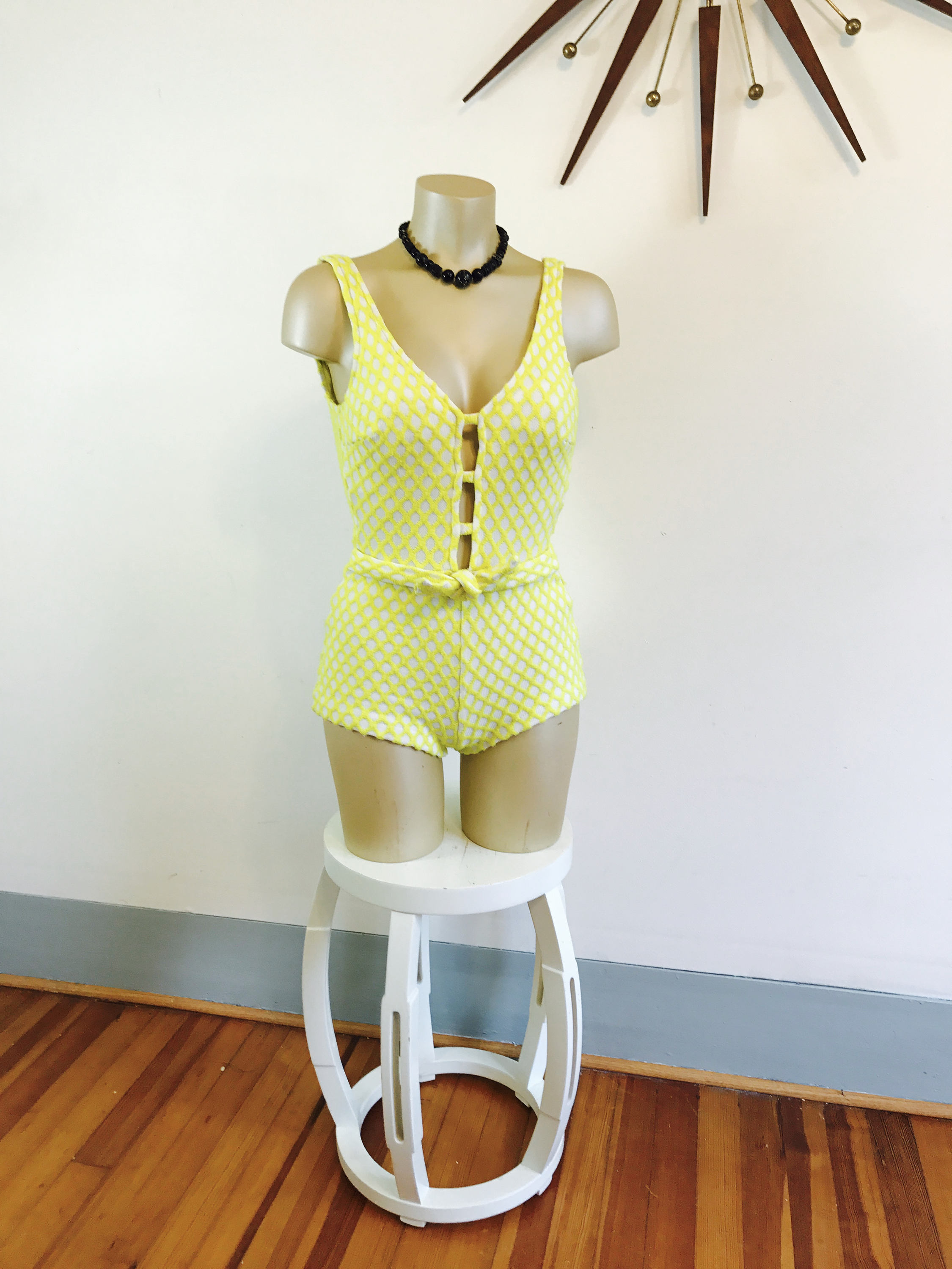 Vintage 50s Onepiece 50s Swimsuit Swimming Costume Bathing Costume Yellow Swimsuit Boyshort Swimsuit 60s Bathing Suit 60s Swimsuit