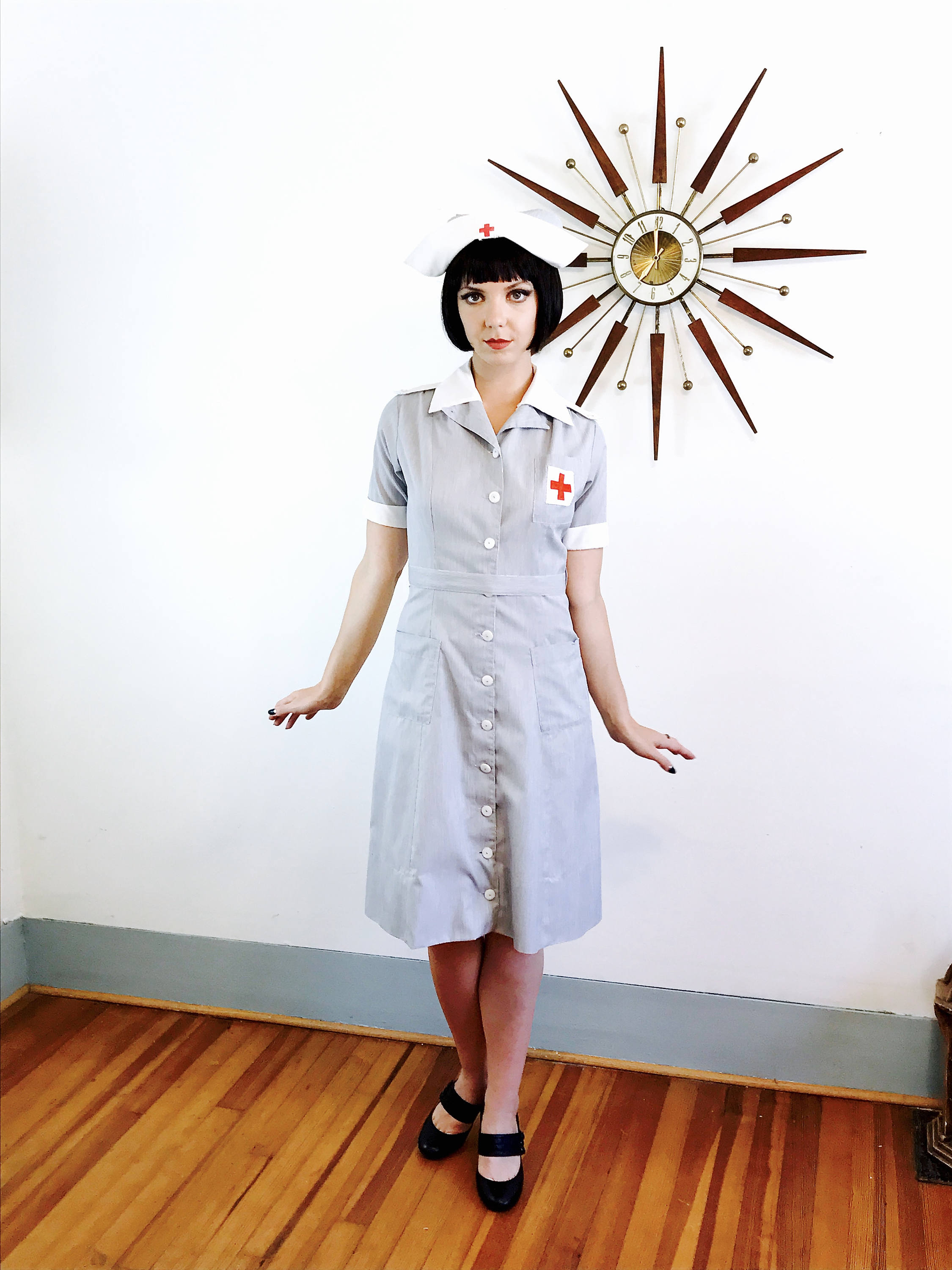 Authentic 1940s Cross Uniform, Vintage 40s Nurse Uniform, WWII Nurse, It's a Dilly Uniform, WW2 uniform, Cross Uniform, Size L