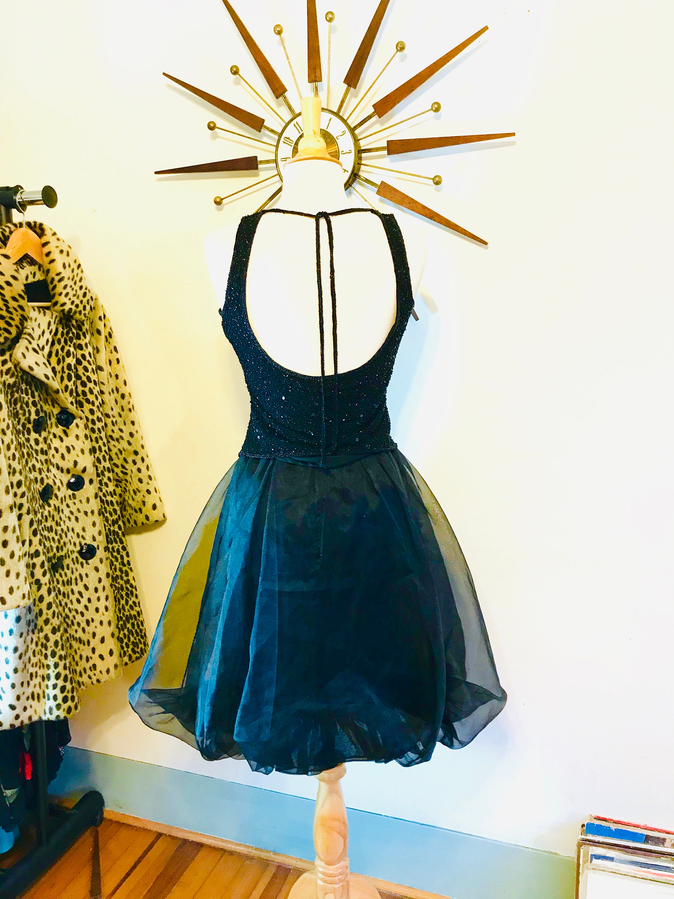 Vintage 80s bubble skirt, Cattiva by Maya Jorno, Black chiffon Fancy Party Skirt, New Wave 80s