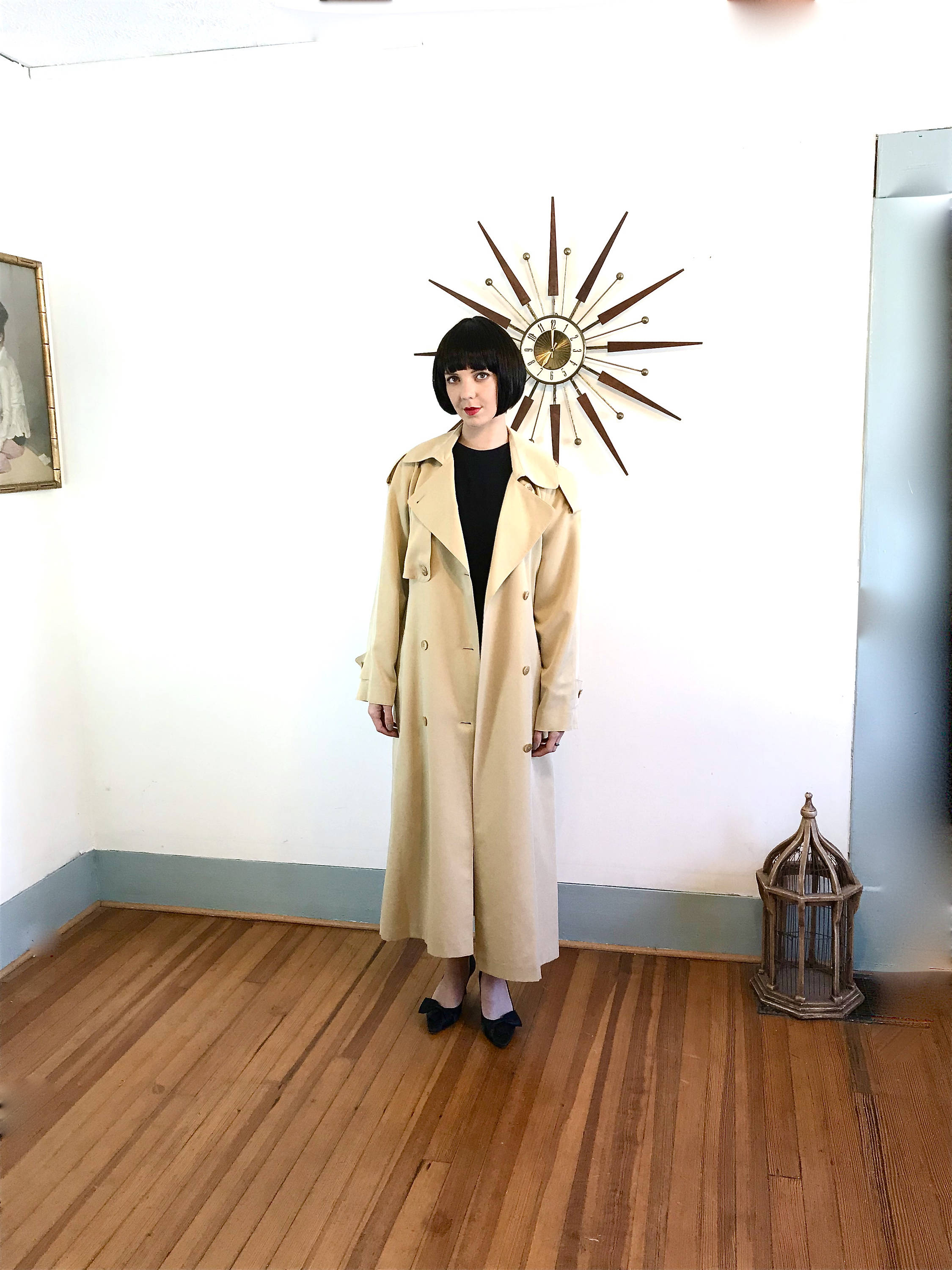 Neiman Marcus trench coat, Womens Trench coat, Soft Rayon, Khaki trench