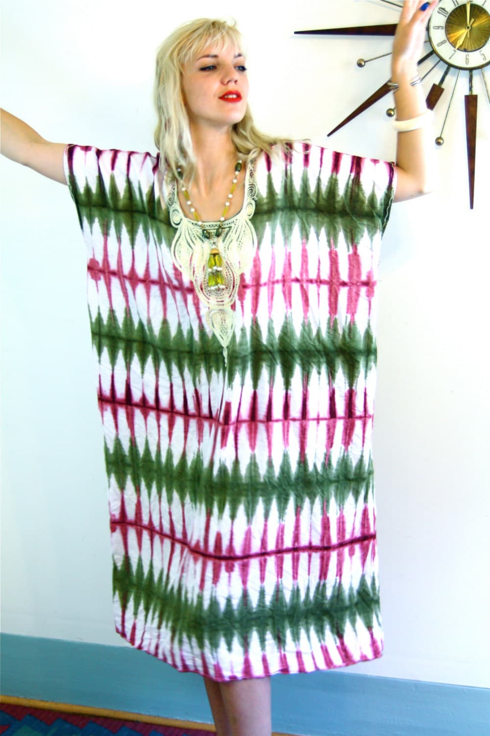 70s tie top dye dress