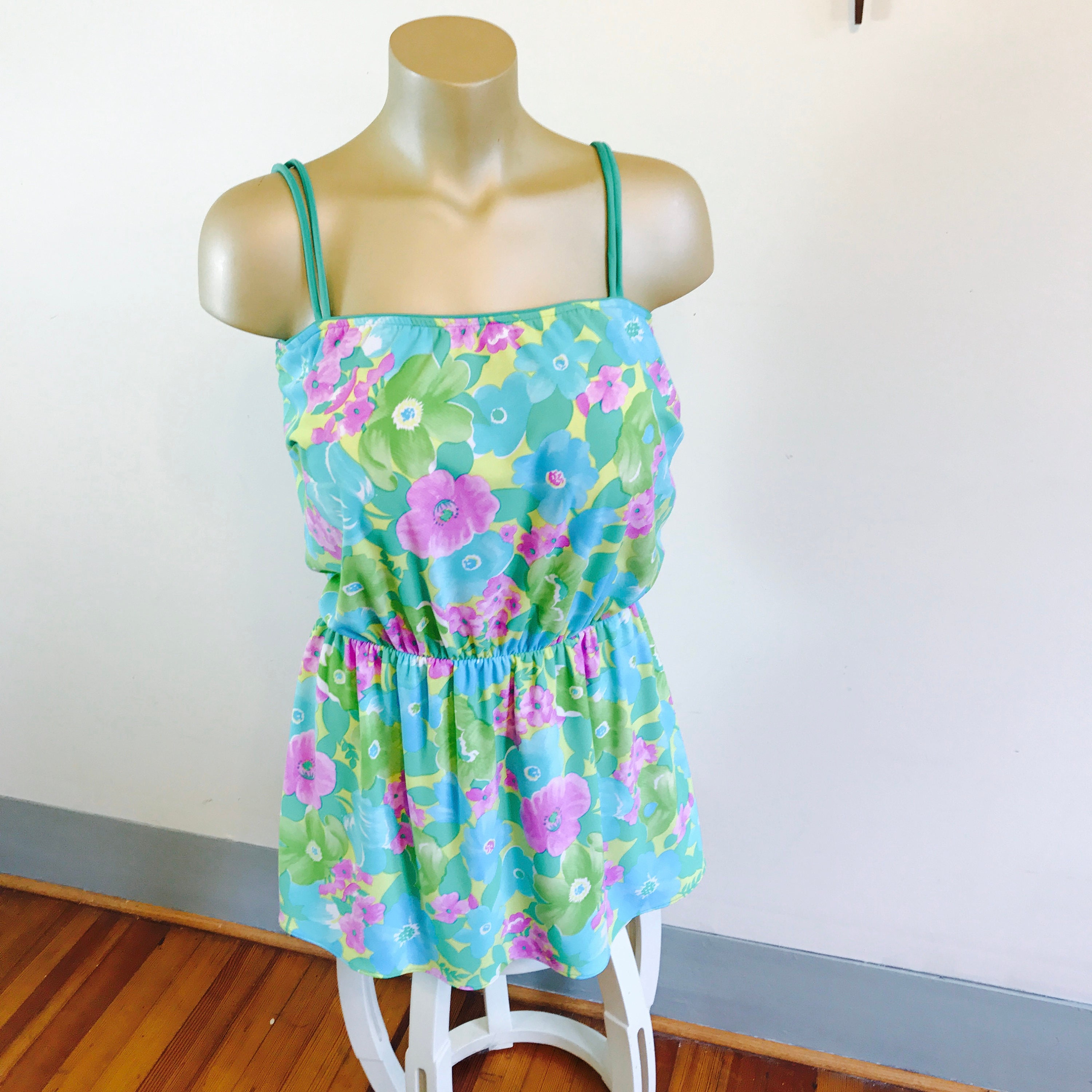 Vintage swimming dress, Plus Size 16 XL, Sea Wave swimwear, bathing ...