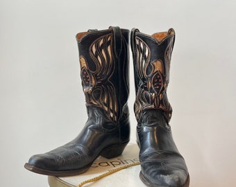 Vintage 50s ACME Thunderbird Boots, Black Gold Red Cutout Vintage 50s ACME Thunderbird Boots, Black Gold Red Cutout