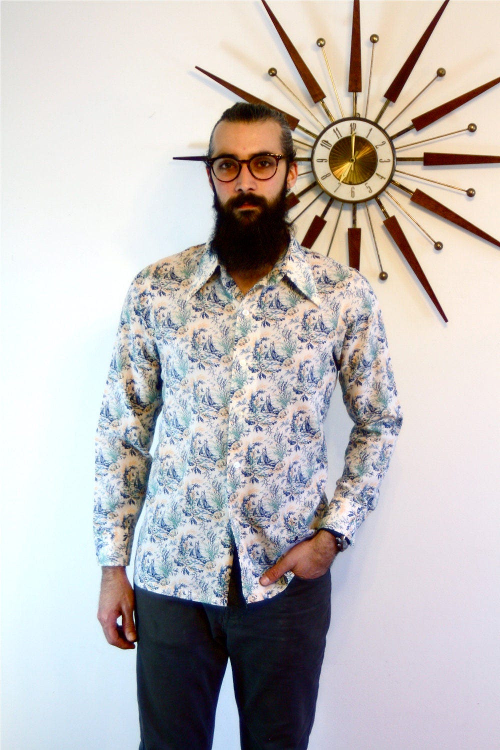 Vintage LEVIS shirt, Levis Panatela shirt, Nautical sail boats, Mens