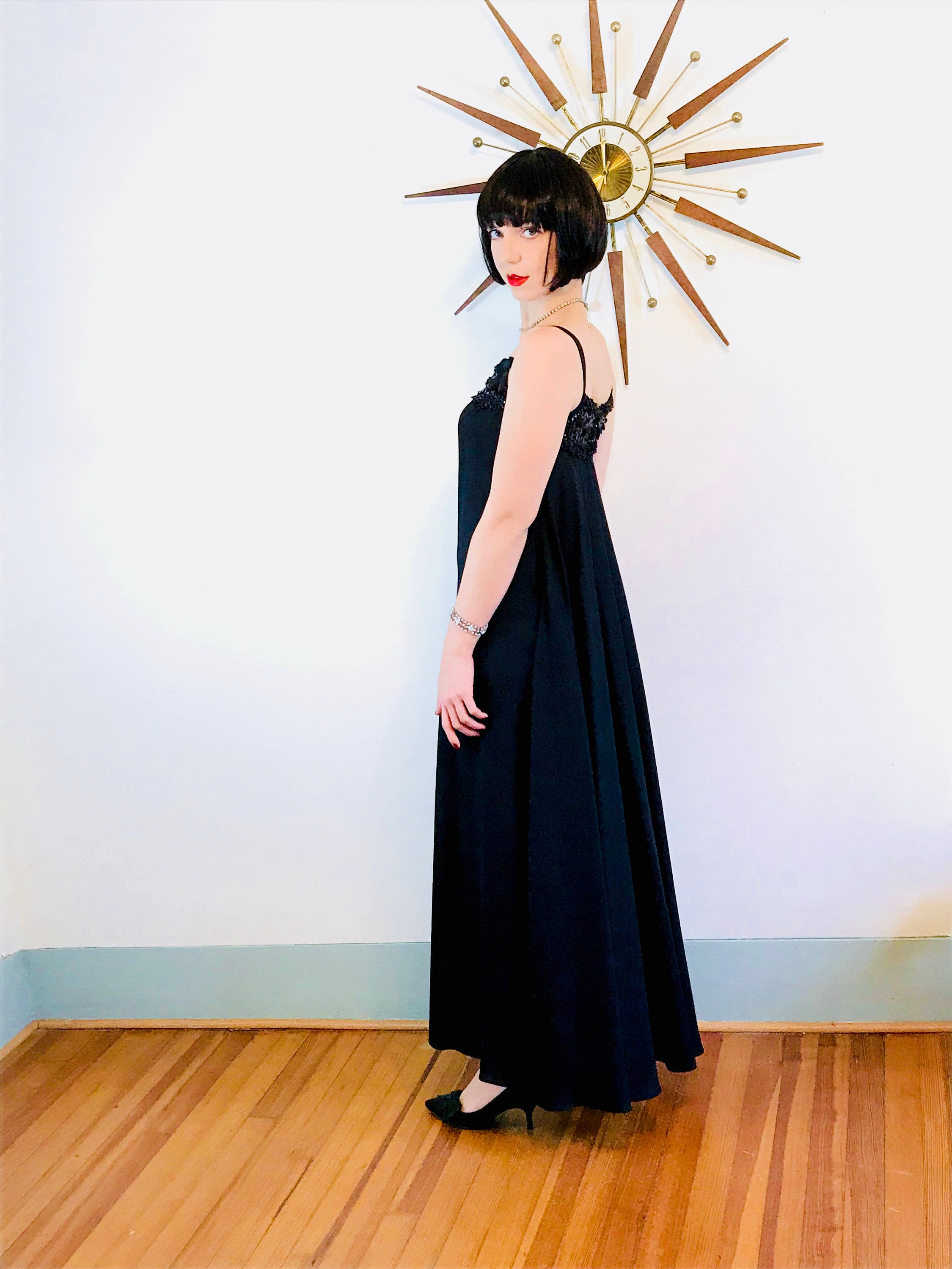 Vintage Spaghetti Strap Beaded Dress