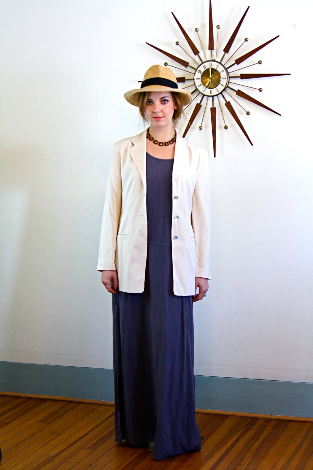 Cream Silk Blazer, Minimalist blazer, Long 90s Jacket, Womens Blazer