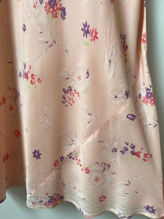 Vintage 1930s pink floral rayon nightgown, Vtg 30… - image 9
