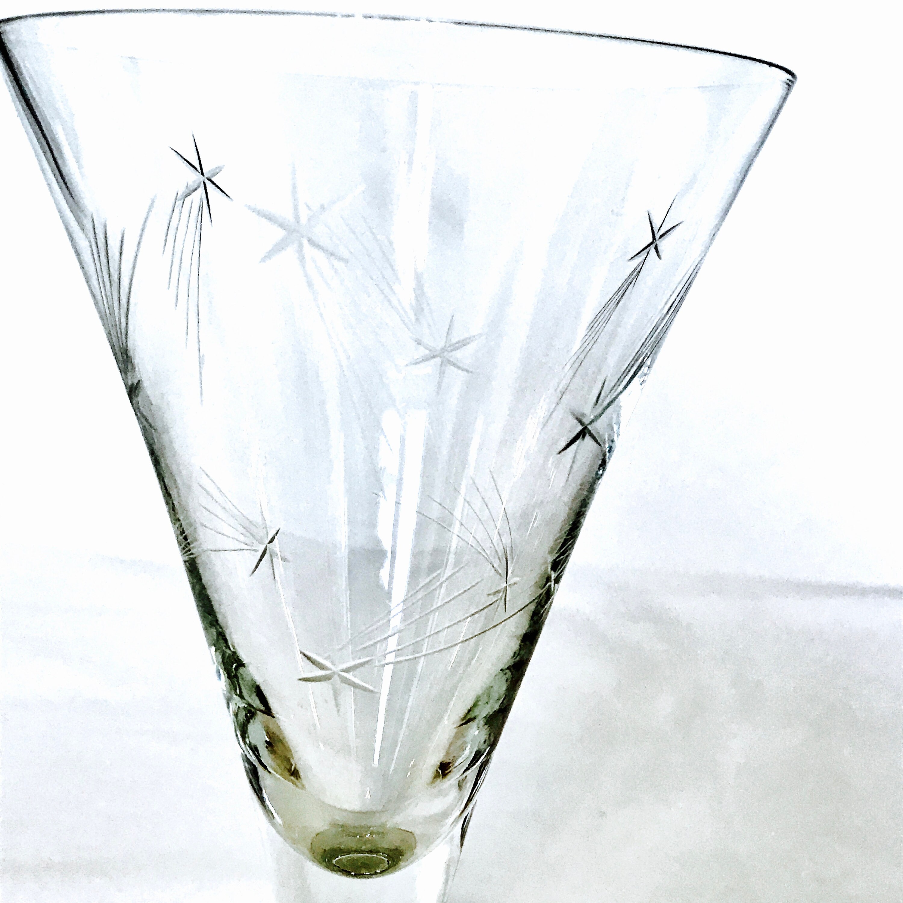 Mid-Century Atomic Starburst Fostoria Coupe Glass Set