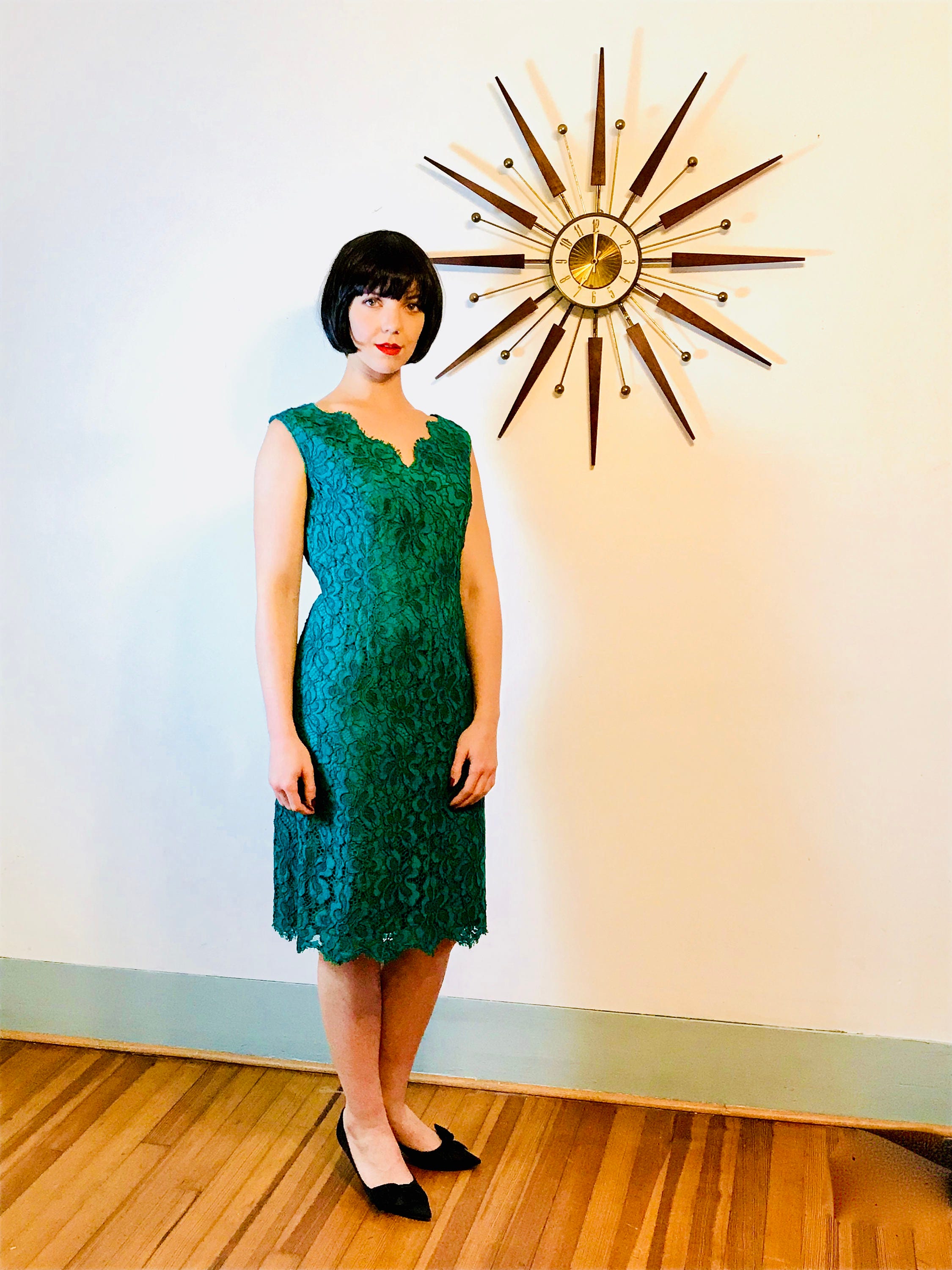 green 50s dress