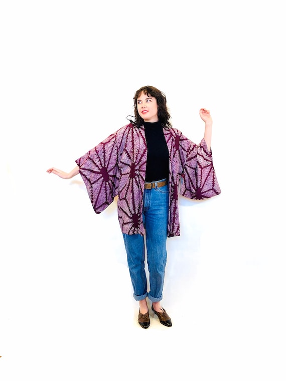Antique Haori Kimono, Shibori Dyed Silk Kimono, Vi