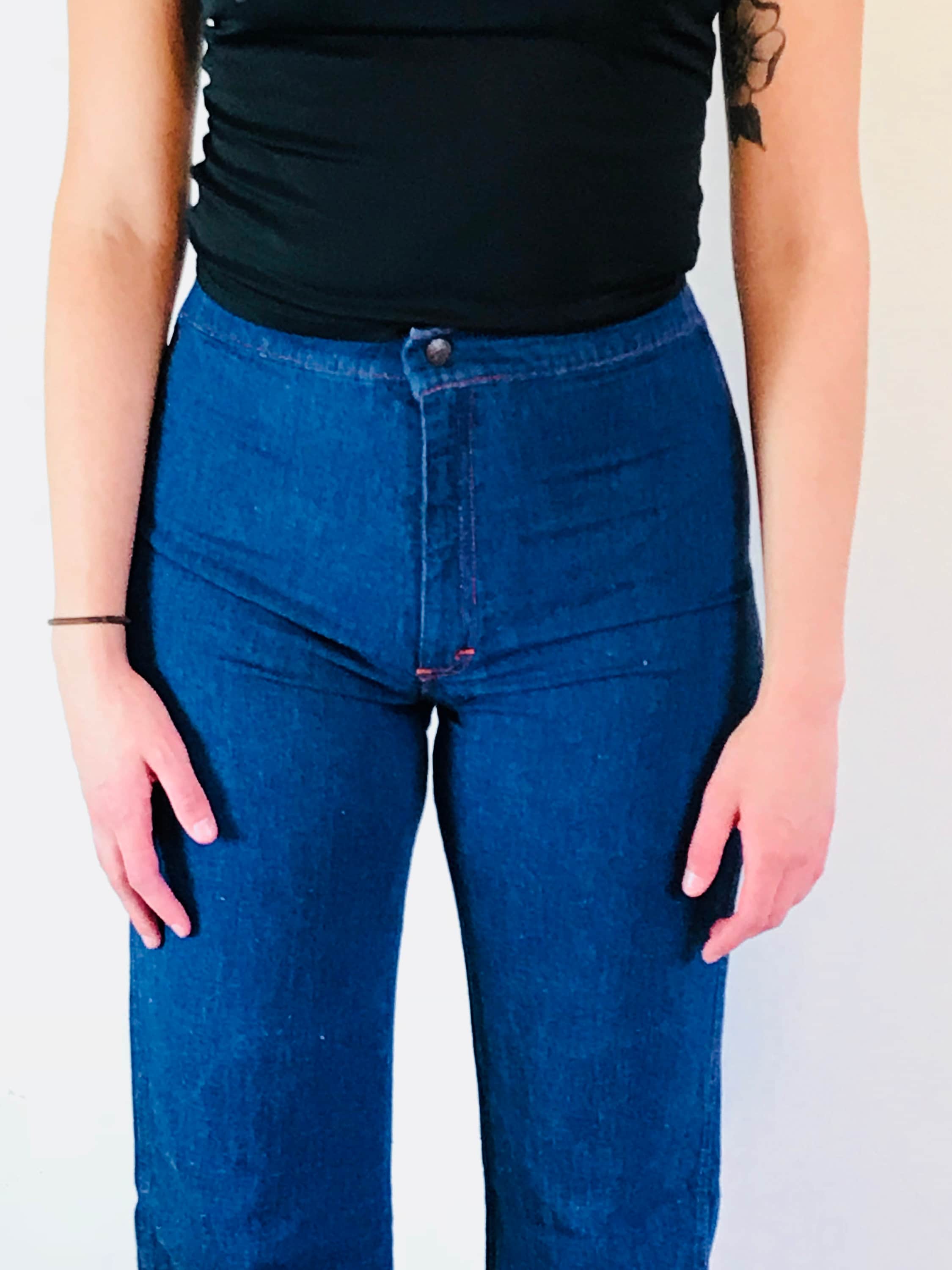 Vintage 70s Jeans, Super High Waisted, MONTGOMERY WARD, Tight Disco Pants, 1970s  Blue Jeans, Dark Wash Denim, High rise jeans, Wedgie Jeans
