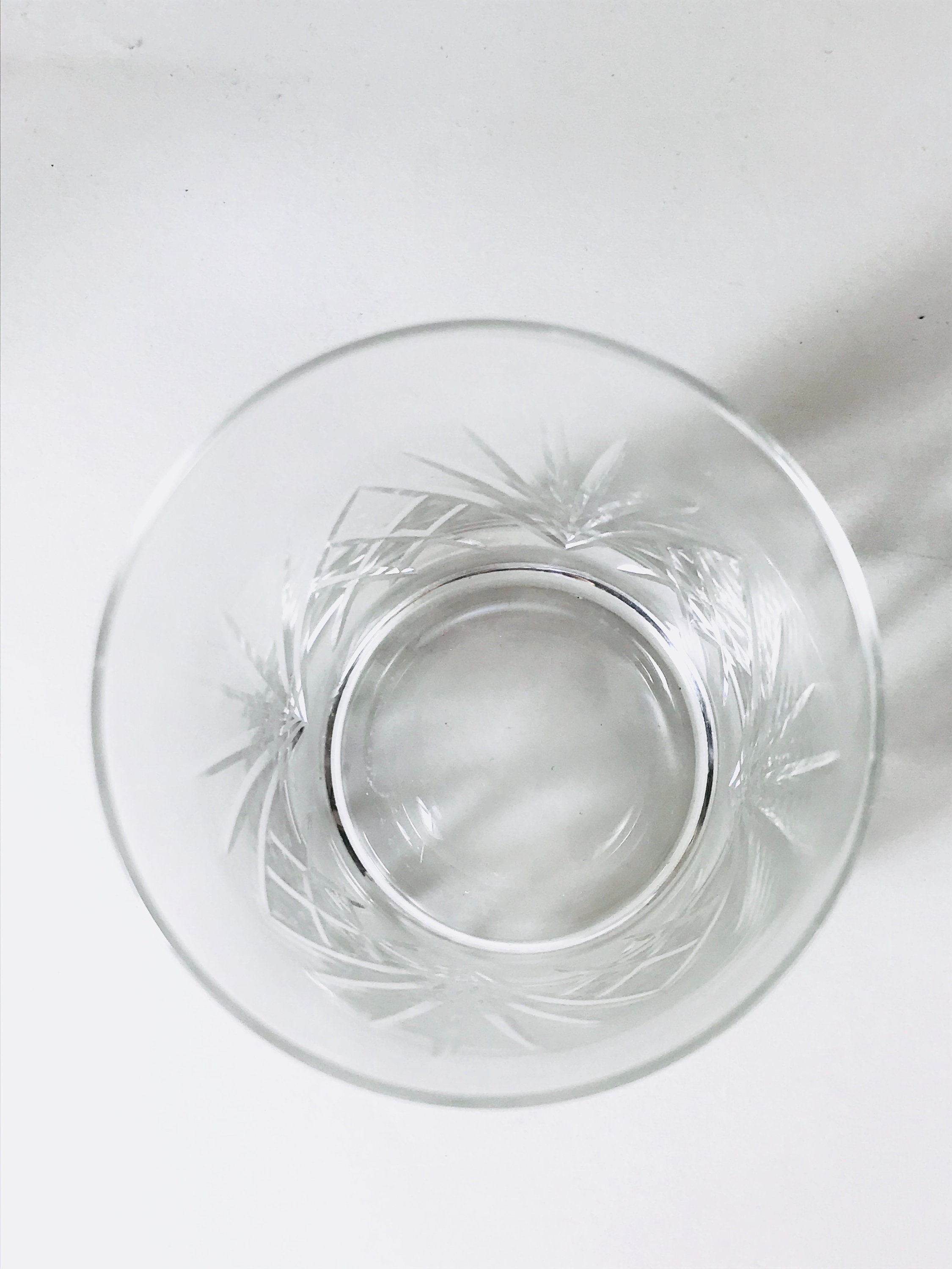 SET of 2, Vintage rocks glass, Crystal Lowball glasses, retro barware