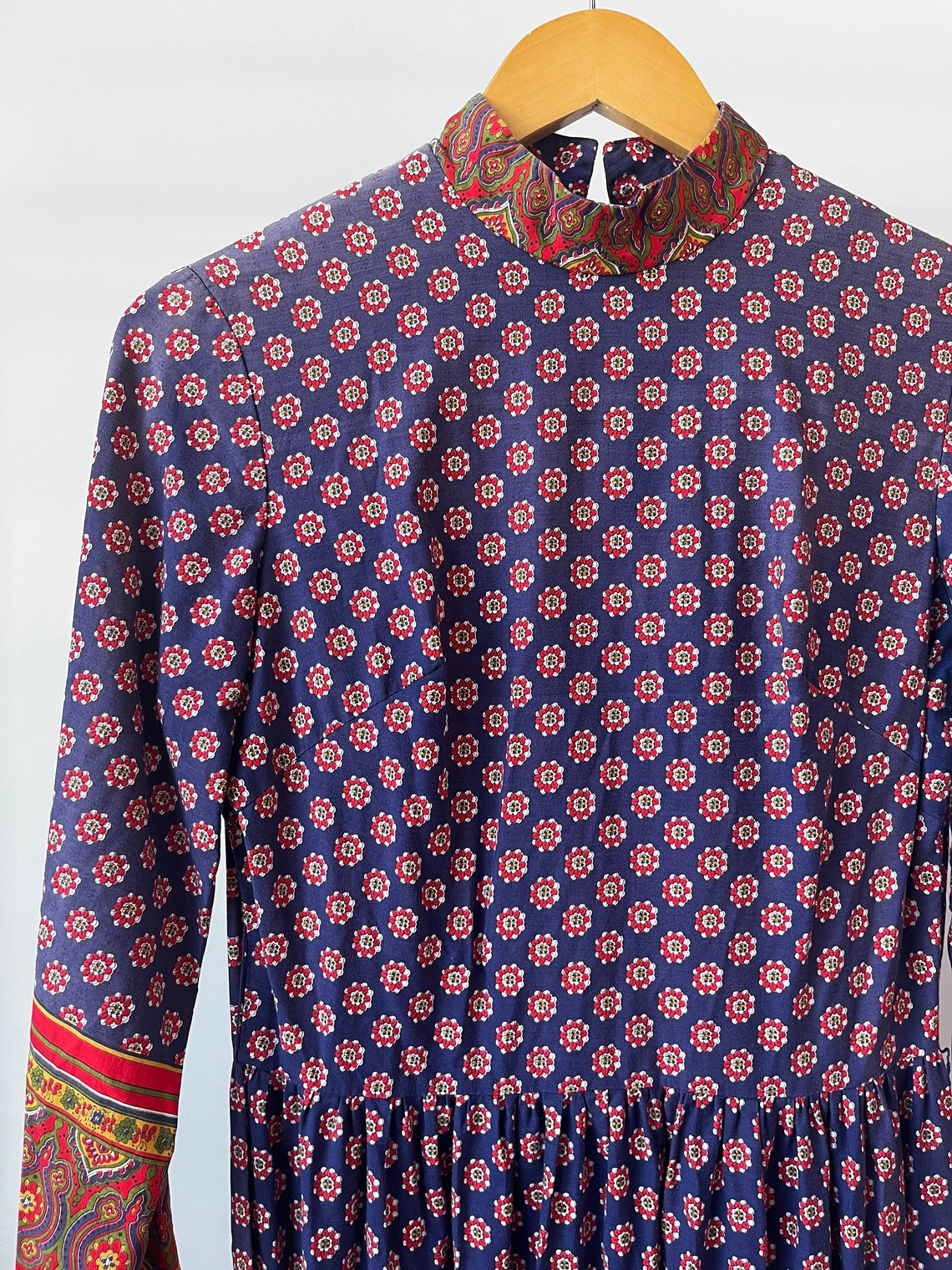 1970s Floral & Border Print Maxi Dress, 70s Cotton Dress by Lounge ...