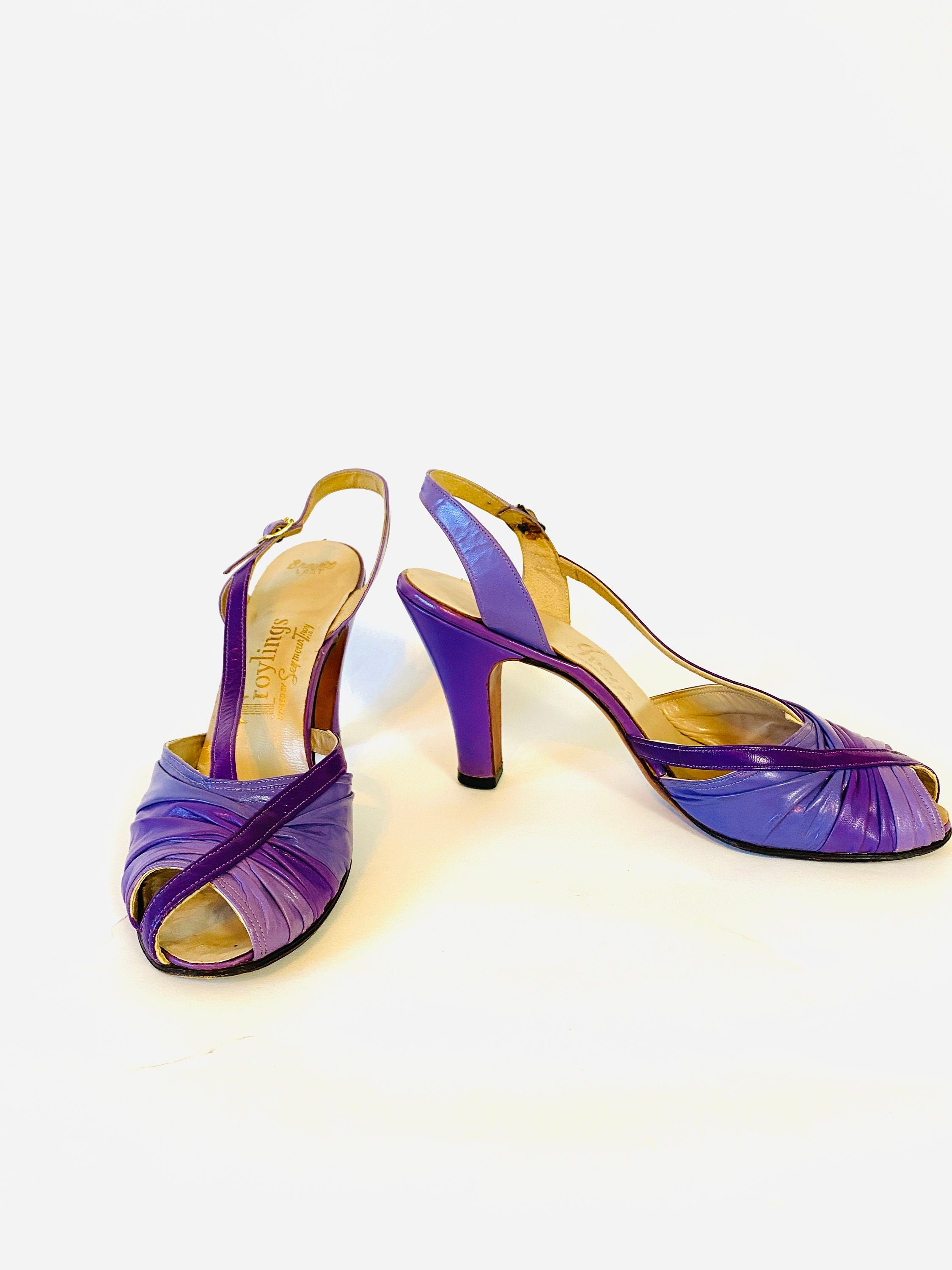 purple strappy high heels