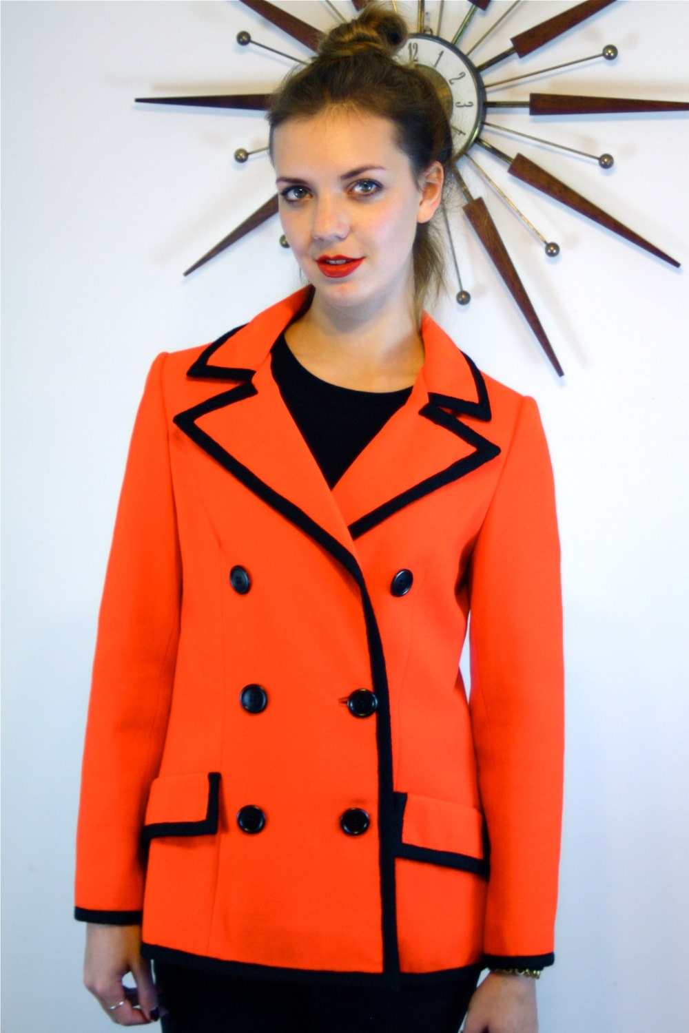 1960s Riding Jacket, Bright Red Wool Jacket, DON SOPHISTICATES