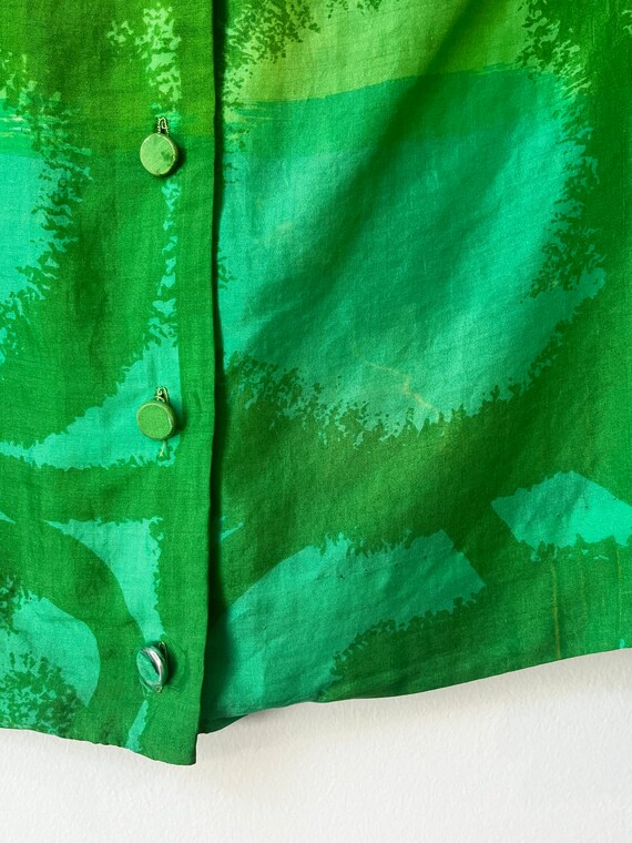 Vtg 60s VERA Neumann Pure Silk Green Abstract Blo… - image 7