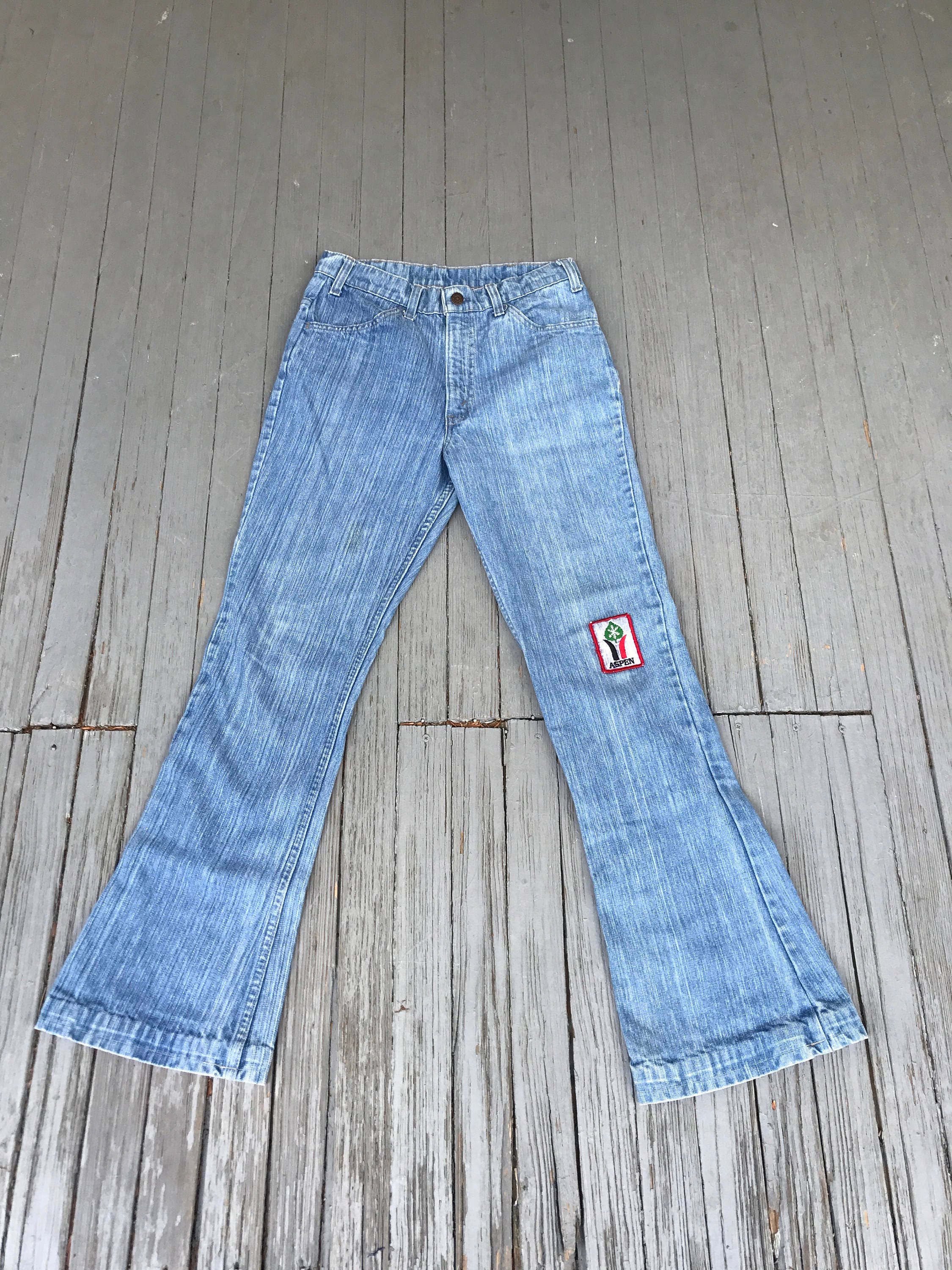 Orange Tab Levis, Vintage 70s Levis, Patched Bell Bottoms, Faded Blue ...