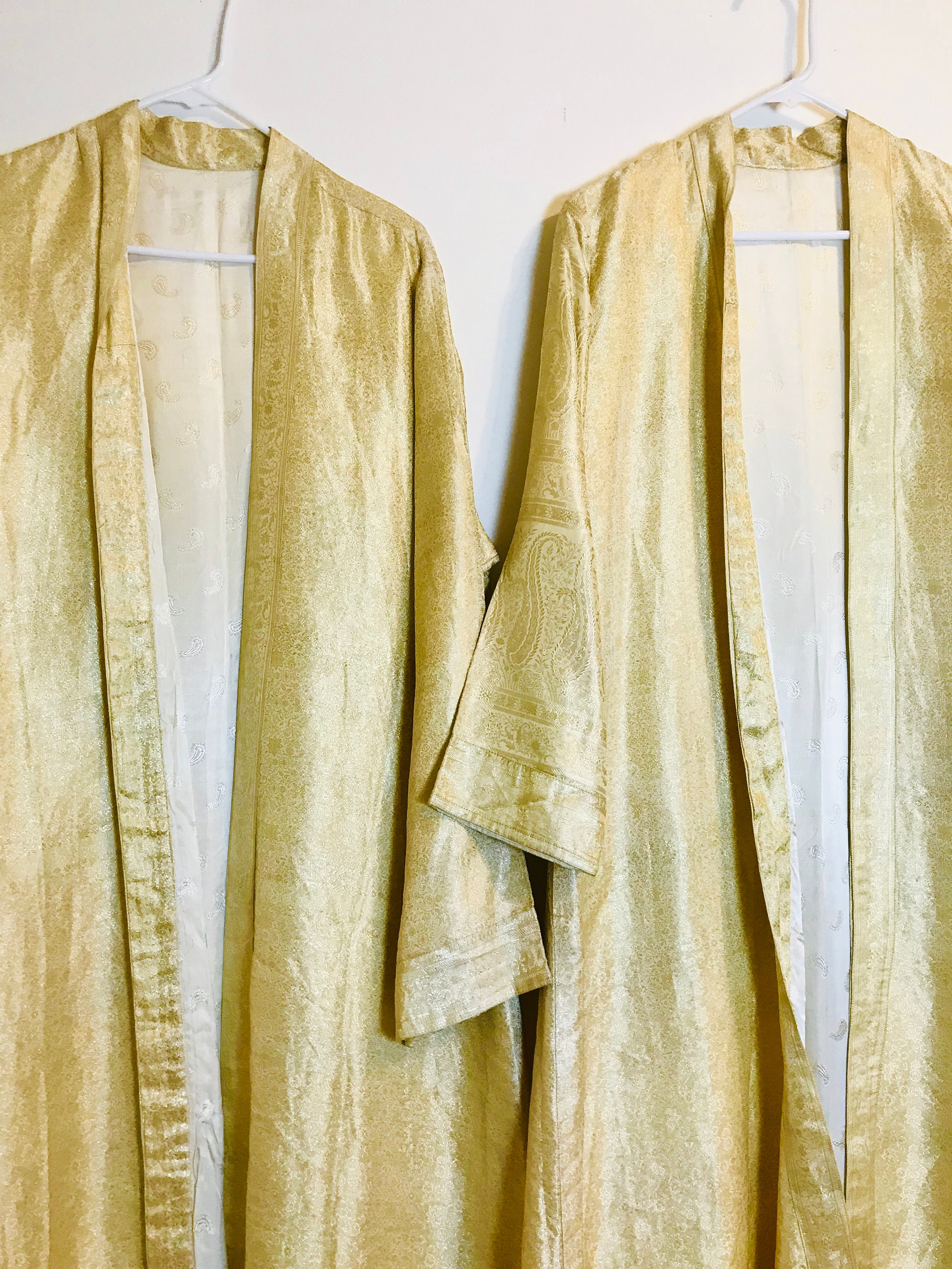 Set of his and hers robes, Indian Wedding Robes, Matching Robes, Gold