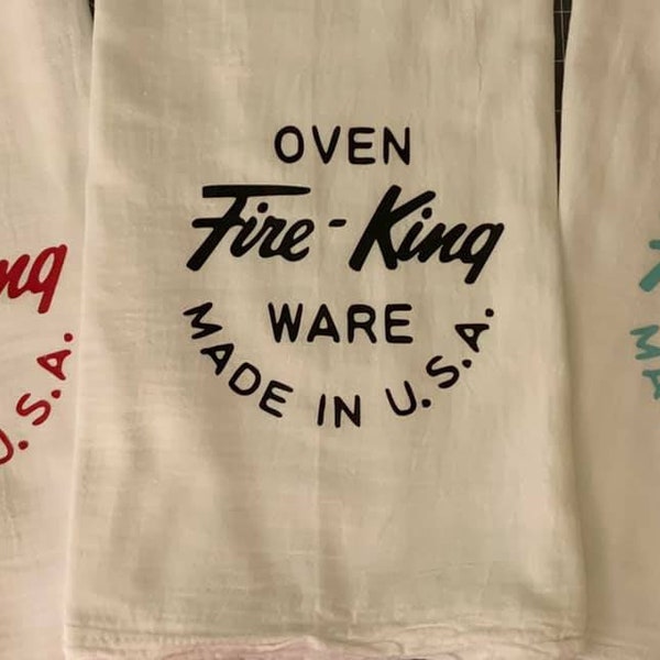 Fire King Back Stamp Inspired Flour Sack Towel - available in basic or premium towels and bundles