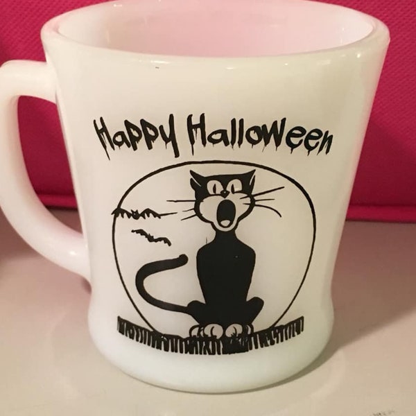 Happy Halloween Vintage Cat Inspired Decal  - decal only, mug is NOT included