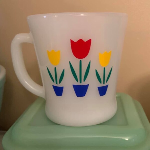 Vintage Fire King Tulips Inspired Decal - mug is NOT included - also available in tumbler size