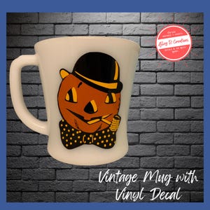 Vintage Inspired Pumpkin Head Decaled Vintage Mug