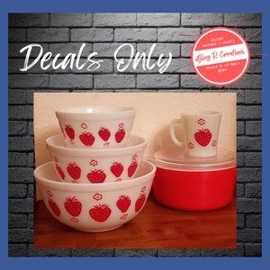 Vintage Pyrex Strawberry Inspired Decals - decals only dishes are NOT included