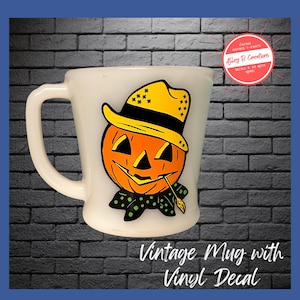 Vintage Inspired Country Pumpkin Decaled Vintage Mug