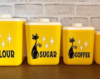 Mid Century Cat Canister Decals - Decals only, Canisters are NOT included