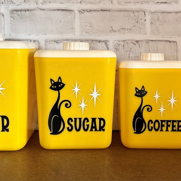 Mid Century Cat Inspired Canister Decals - Decals only, Canisters are NOT included
