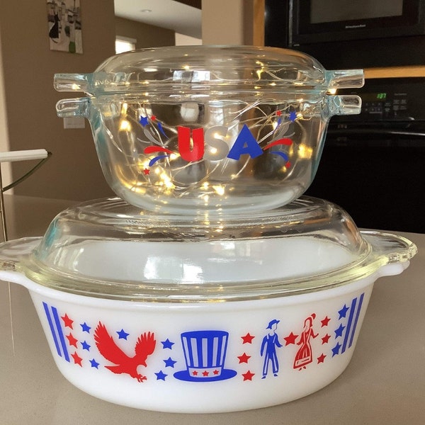 Vintage Pyrex Butterprint 4th of July & USA Inspired Decals - dishes are NOT included