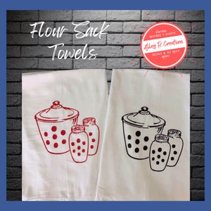 Vintage Fire King Dots Inspired Flour Sack Towel: 100% Cotton