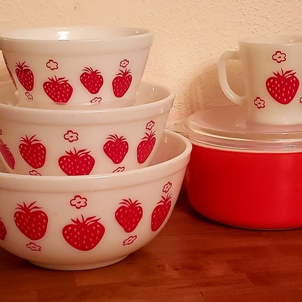 Vintage Pyrex Strawberry Inspired Decals - decals only dishes are NOT included