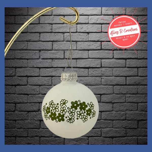 Adorno vintage de Pyrex inspirado en flores de primavera con colgador decorativo y caja de regalo.