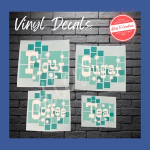 Vintage Inspired Mid Century Atomic Squares Canister Decals