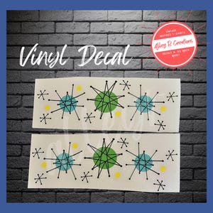 Atomic Starburst Decals: Mid-Century Modern Vinyl Bowl Stickers