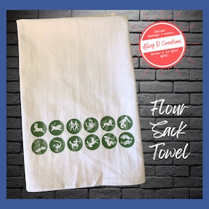 Vintage Pyrex Zodiac Inspired Flour Sack Towel - Cotton Kitchen Decor