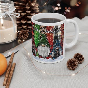 Gnome Christmas Mugs, Holiday Mug, Christmas Gift, Hot Chocolate Mug, Christmas Decor, Coffee Mug, Eggnog Mug, Ceramic Mug, (11oz, 15oz)