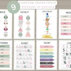 Un paquete de carteles educativos, un conjunto de 9 láminas para aprender en casa.