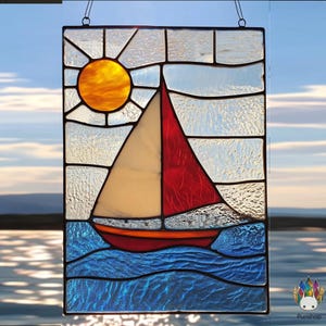 STAINED glass PATTERN,   Sailboat  PUN199 , Diy Stained Glass Easy Stained Glass Art Project