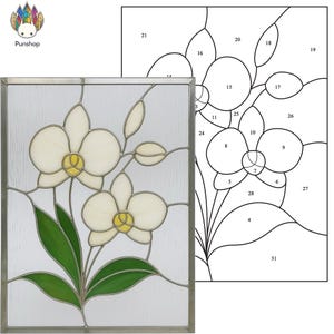 Digital download pattern Stained glass artwork NPUN419 Orchid , modern stained glass , Diy Stained Glass Easy - File - PDF - SVG - JPG